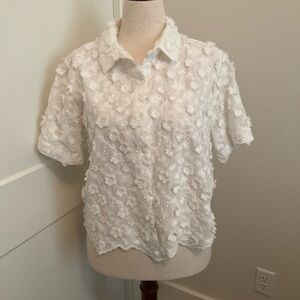 Dylan White Floral Textured Top